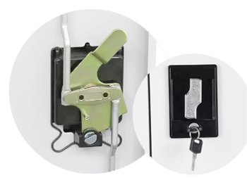 Steel office cabinet lock mechanism and key lock detail